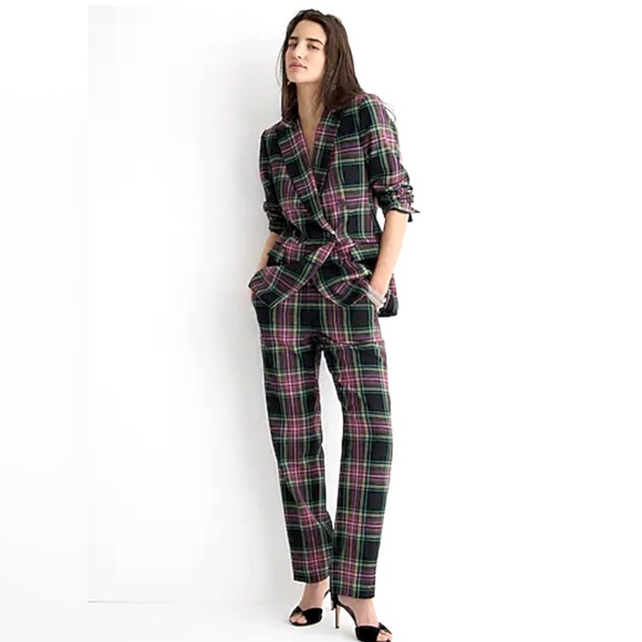 J. Crew Pants - J. Crew Kate Straight-leg Pant in Pink Stewart Tartan Wool. Size: 2